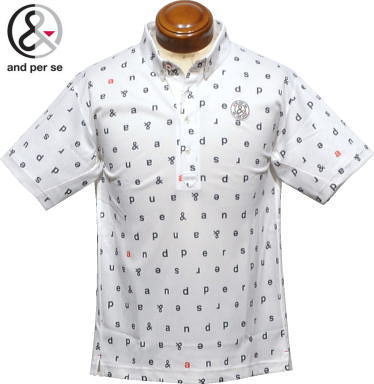 アンパスィ　メンズ　ボタンダウン半袖ポロシャツ　AMS9613X1　ホワイト