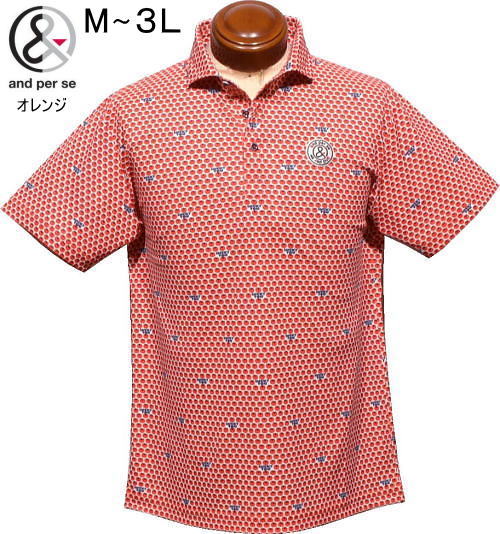 アンパスィ　メンズ　半袖ポロシャツ　AMS9606X1　オレンジ